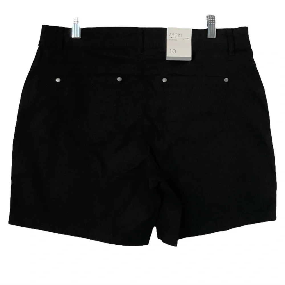 🌺 Style & Co Mid Rise Black Cotton Classic Modest Shorts Size 10 NWT
